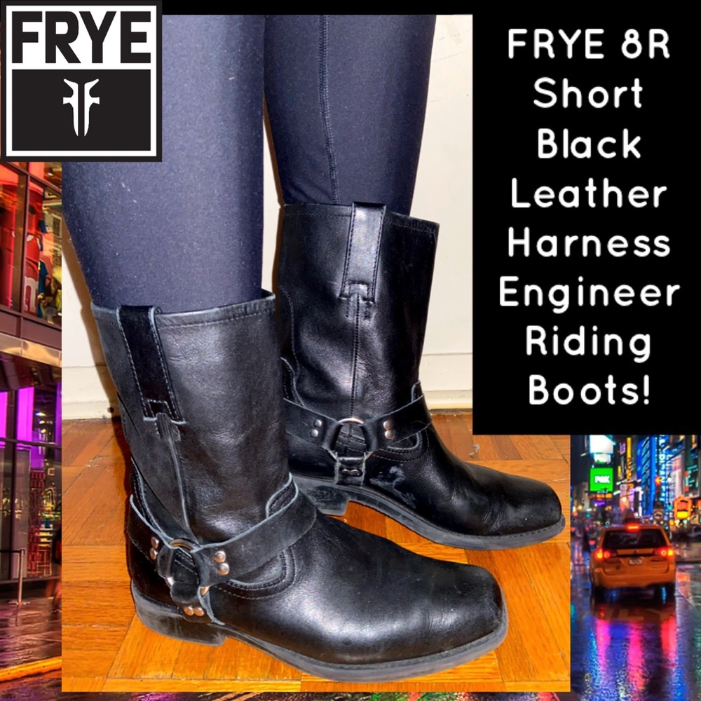 FRYE 8R Black Leather Harness Engineer Boots!
